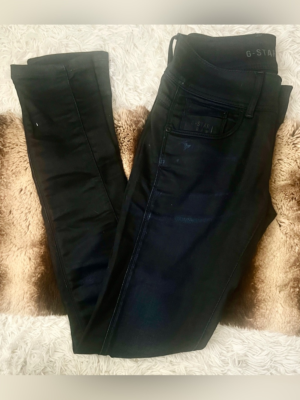 G-Star Raw Navy Black Coated Skinny Jeans
